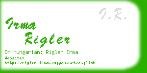 irma rigler business card